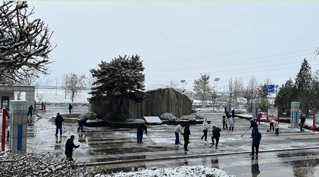 齐心协力干劲足 扫雪除冰保安全